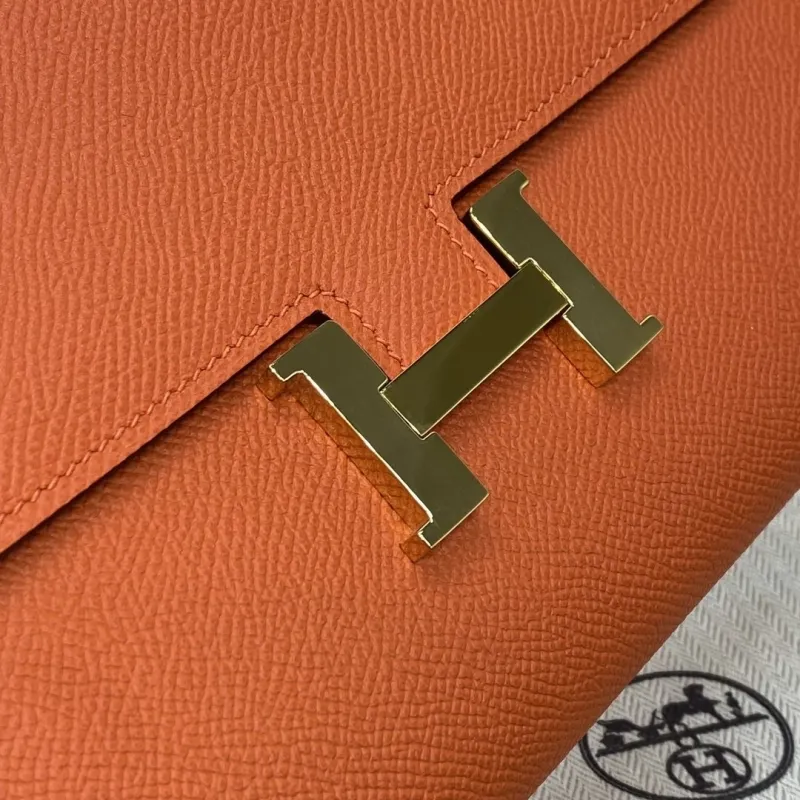 Hermes Orange Leather Crossbody Satchel Bag - Image 5