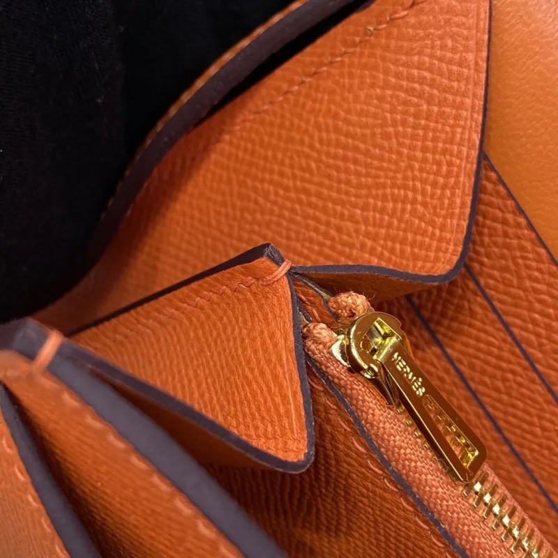 Hermes Orange Leather Crossbody Satchel Bag - Image 7