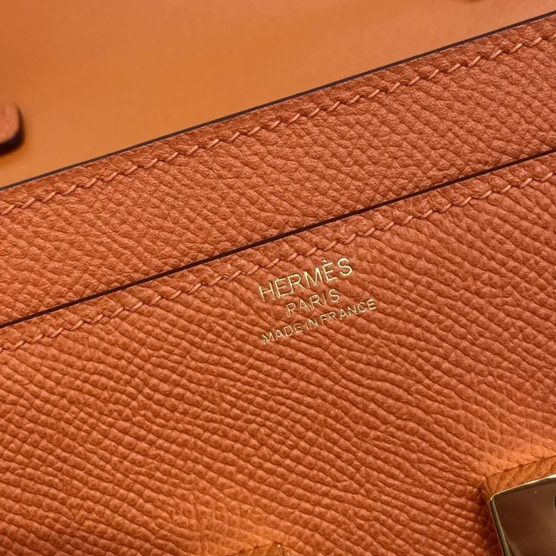 Hermes Orange Leather Crossbody Satchel Bag - Image 8