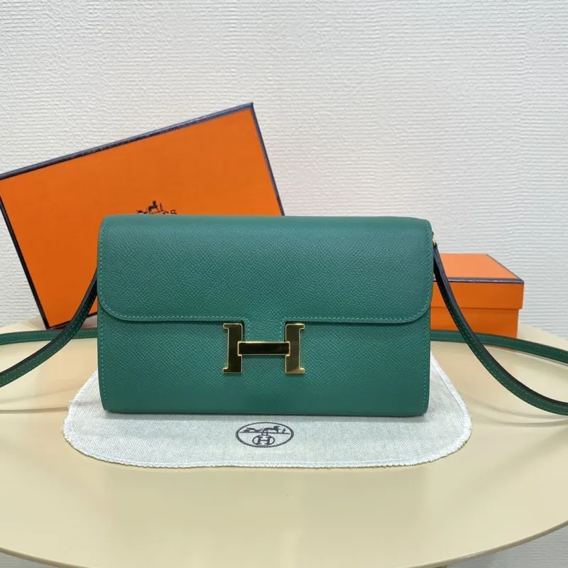 Hermes Green Leather Crossbody Satchel Bag 341