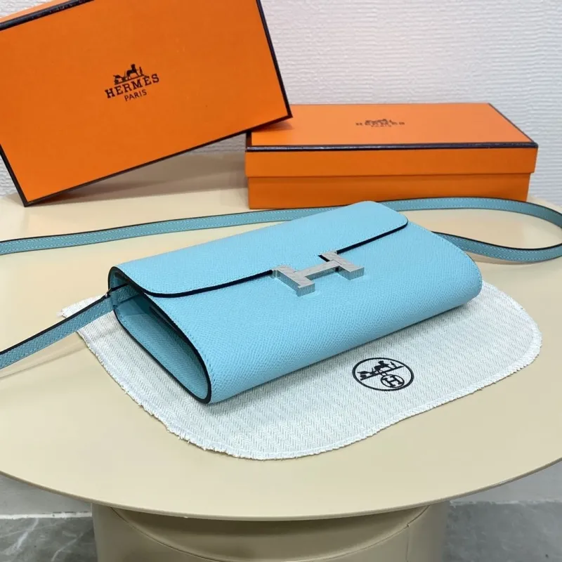 Hermes Light Blue Leather Crossbody Satchel Bag 342 - Image 5