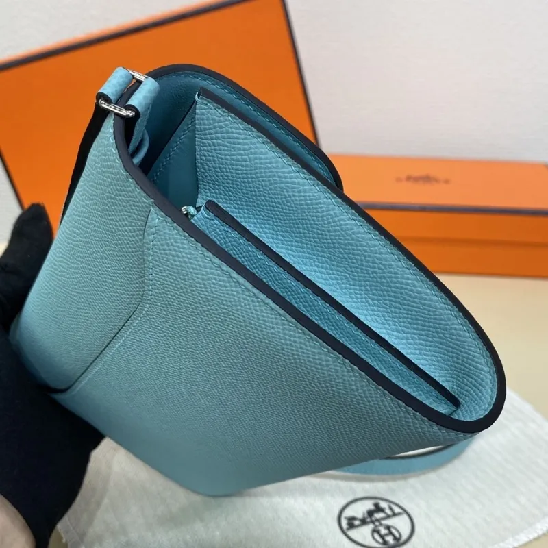 Hermes Light Blue Leather Crossbody Satchel Bag 342 - Image 7
