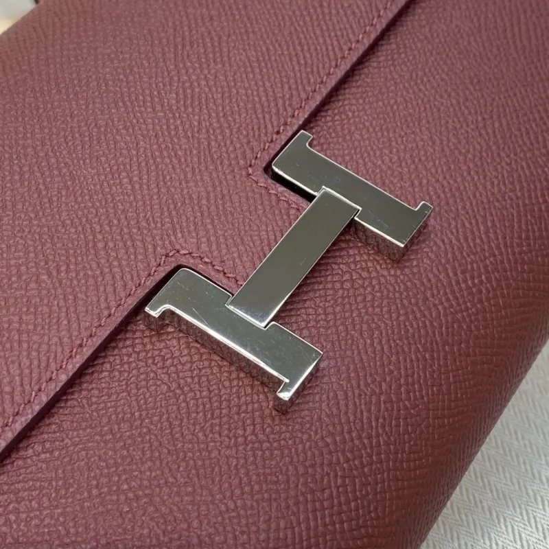 Hermes Burgundy Leather Crossbody Satchel Bag BD1-932H - Image 6