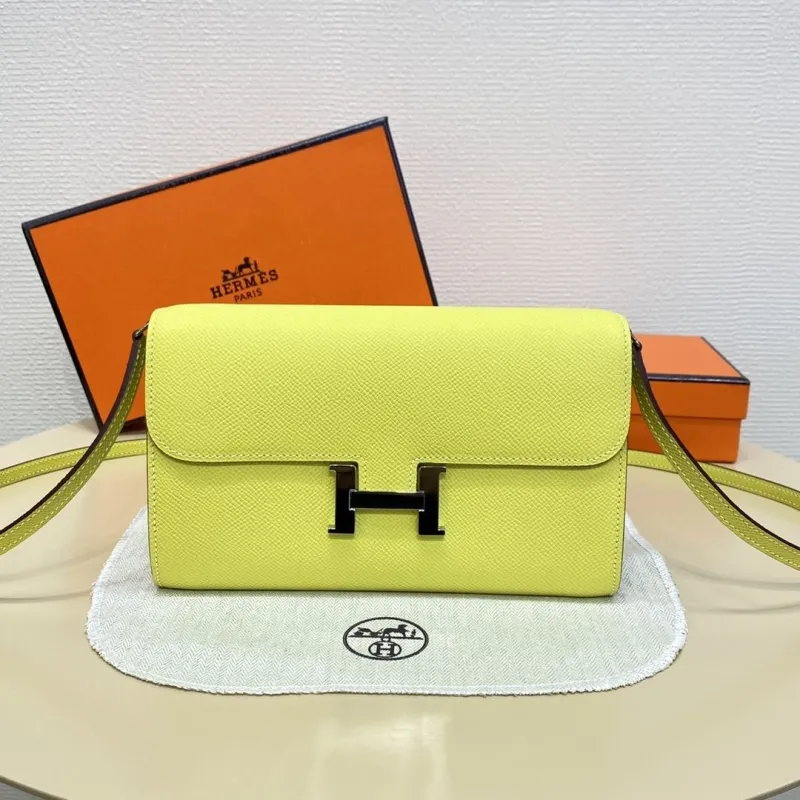 Hermes Lime Yellow Crossbody Satchel Bag