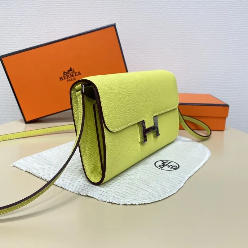 Hermes Lime Yellow Crossbody Satchel Bag - Image 4