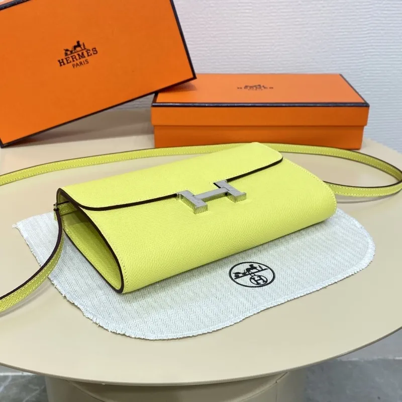 Hermes Lime Yellow Crossbody Satchel Bag - Image 5