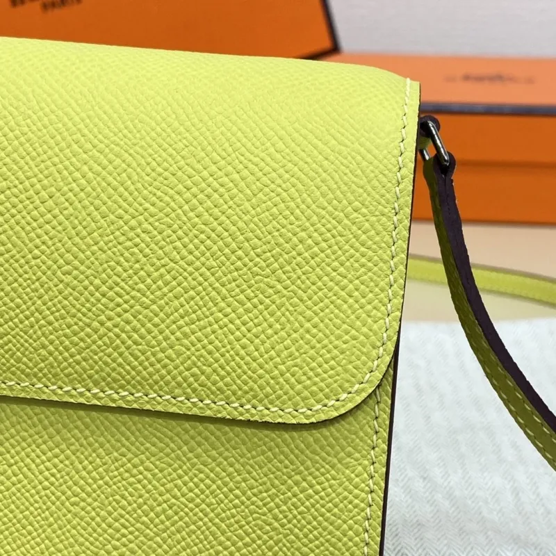 Hermes Lime Yellow Crossbody Satchel Bag - Image 7