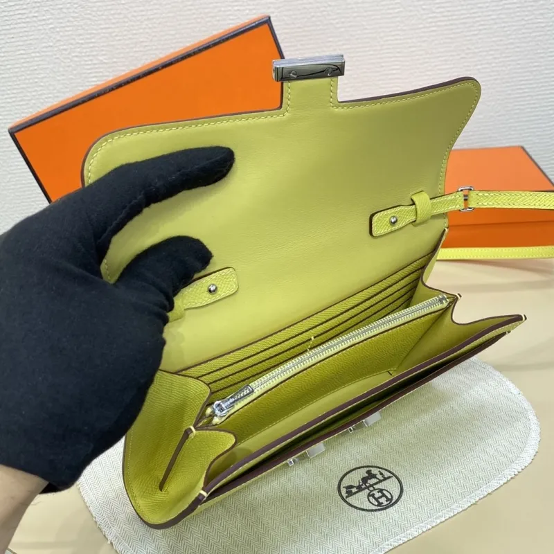 Hermes Lime Yellow Crossbody Satchel Bag - Image 10