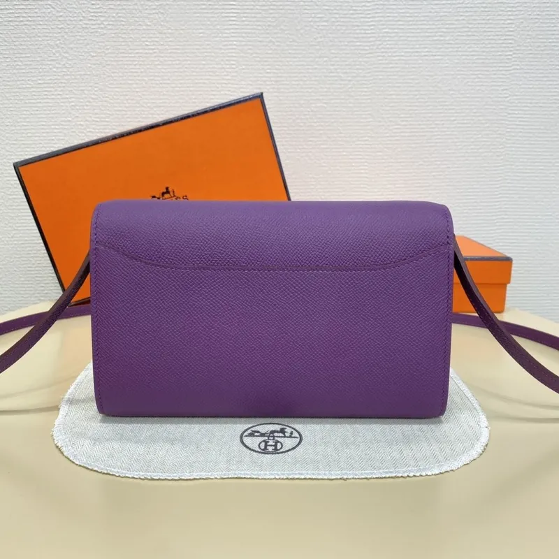 Hermes Purple Leather Crossbody Satchel Bag B-DJ 932H - Image 3