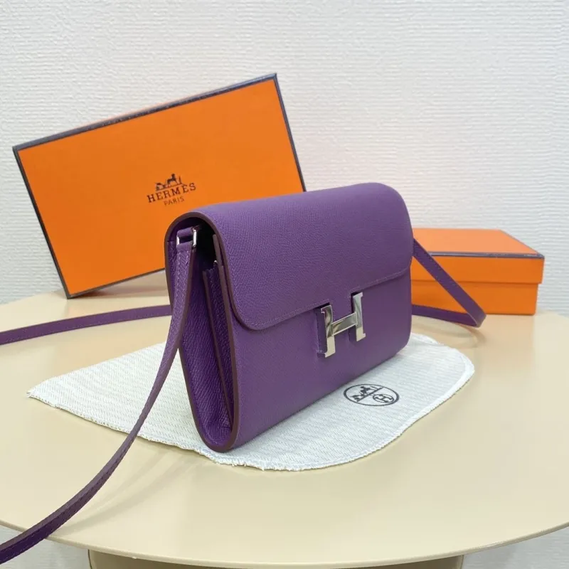 Hermes Purple Leather Crossbody Satchel Bag B-DJ 932H - Image 4