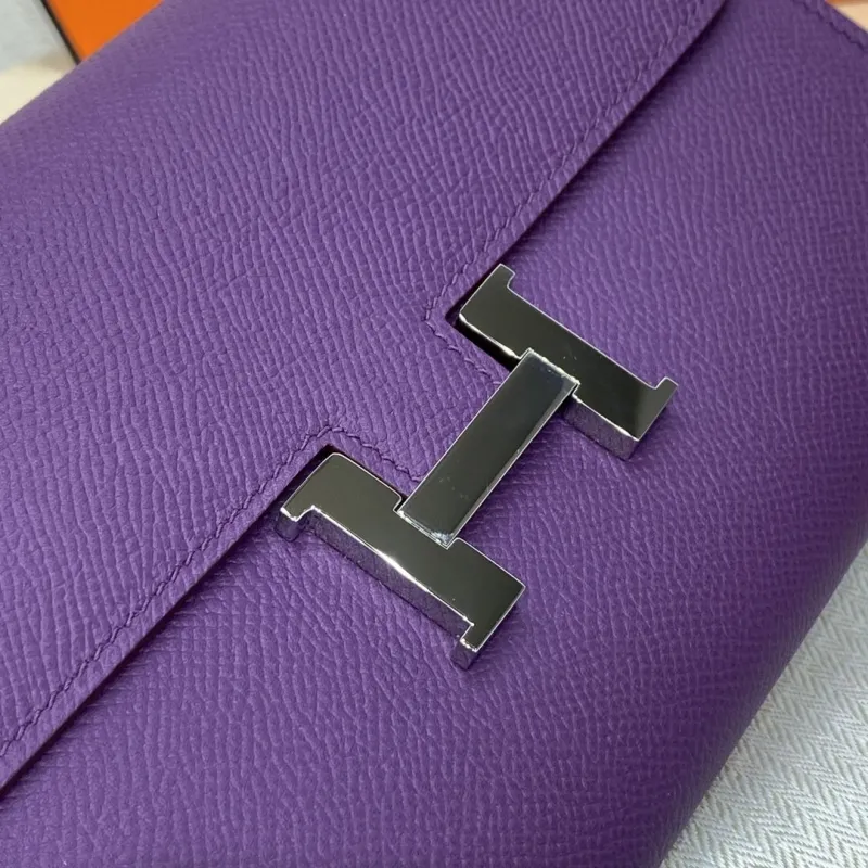 Hermes Purple Leather Crossbody Satchel Bag B-DJ 932H - Image 6