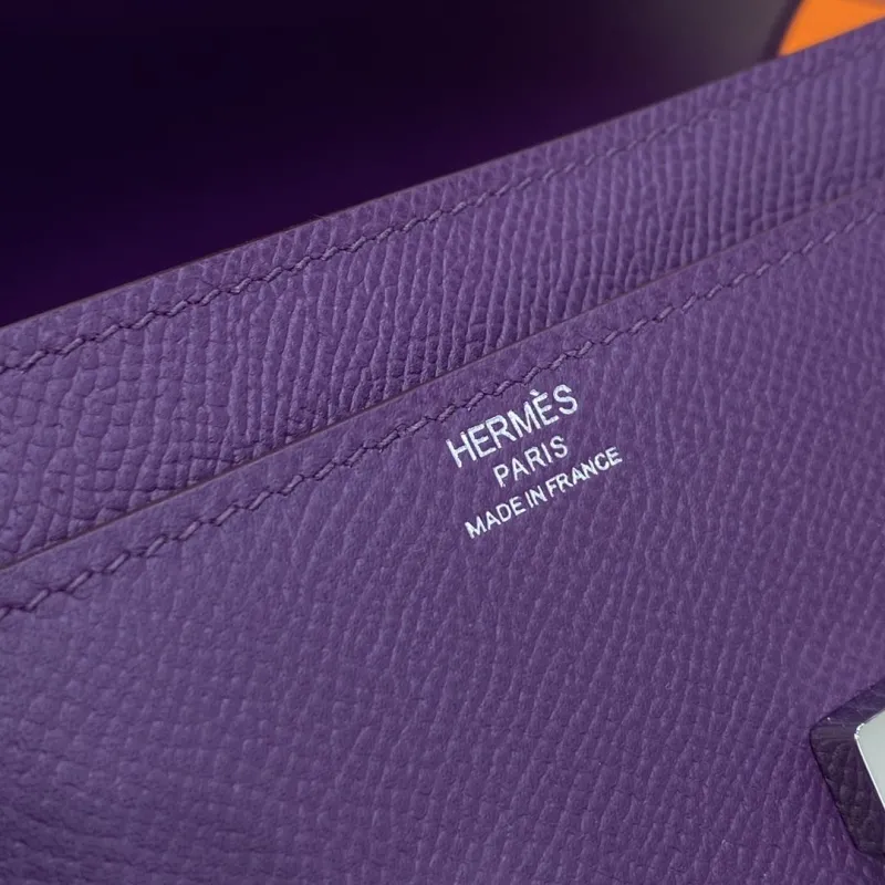 Hermes Purple Leather Crossbody Satchel Bag B-DJ 932H - Image 9