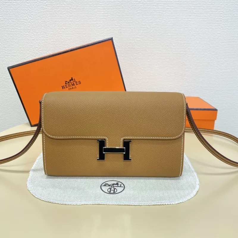 Hermes Tan Leather Crossbody Satchel Bag 346