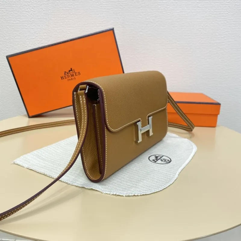 Hermes Tan Leather Crossbody Satchel Bag 346 - Image 4