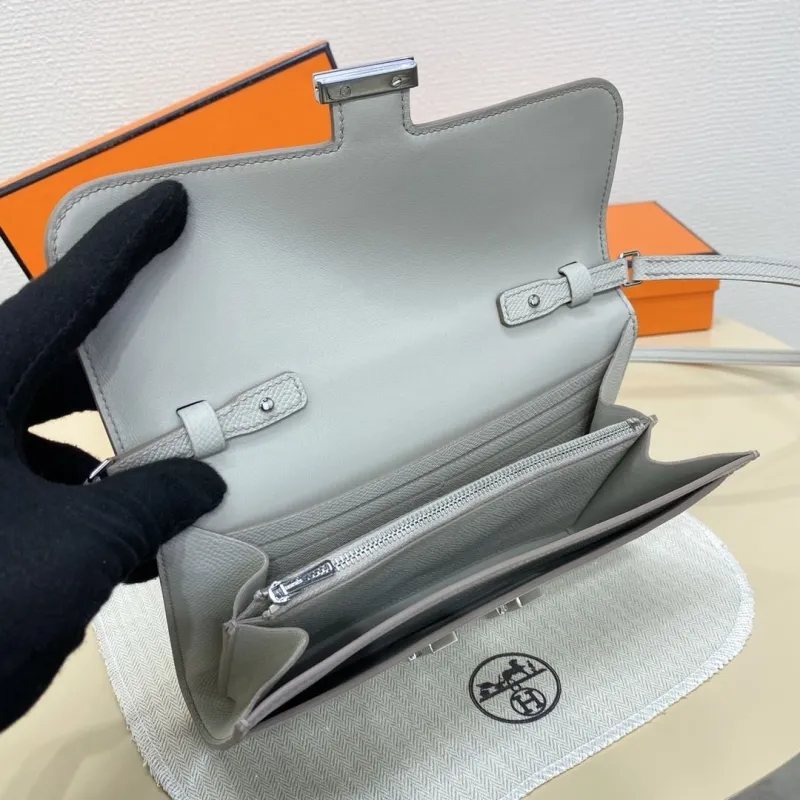 Hermes Light Gray Crossbody Satchel Bag U DJ 932 H - Image 10