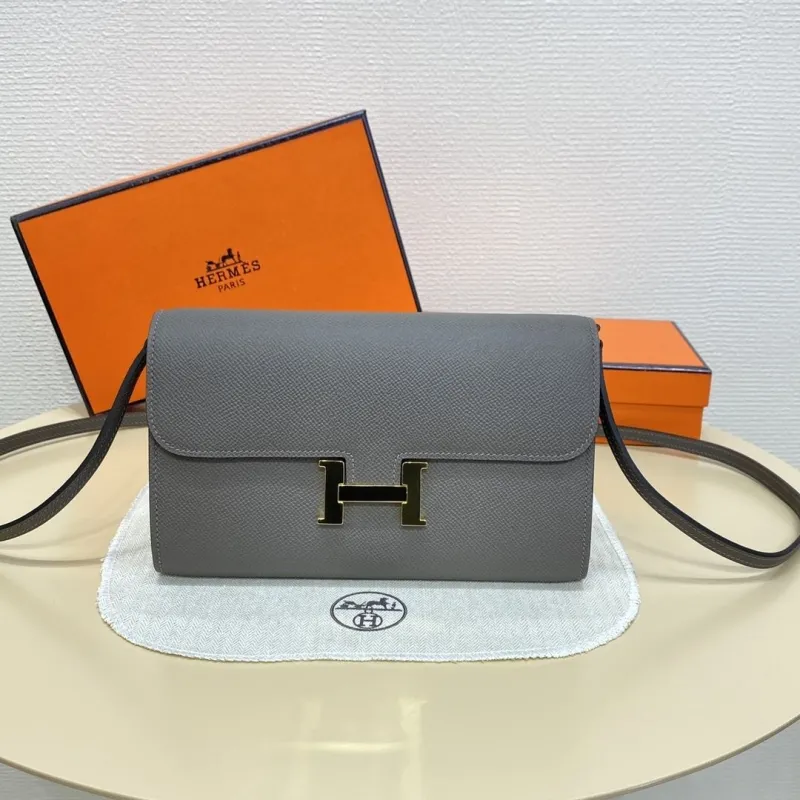 Hermes Gray Leather Crossbody Satchel Bag B DJ 932 H