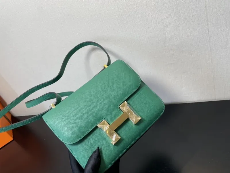Hermes Green Leather Satchel Bag 351