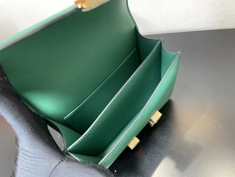 Hermes Green Leather Satchel Bag 351 - Image 3