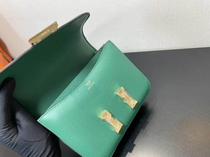 Hermes Green Leather Satchel Bag 351 - Image 4