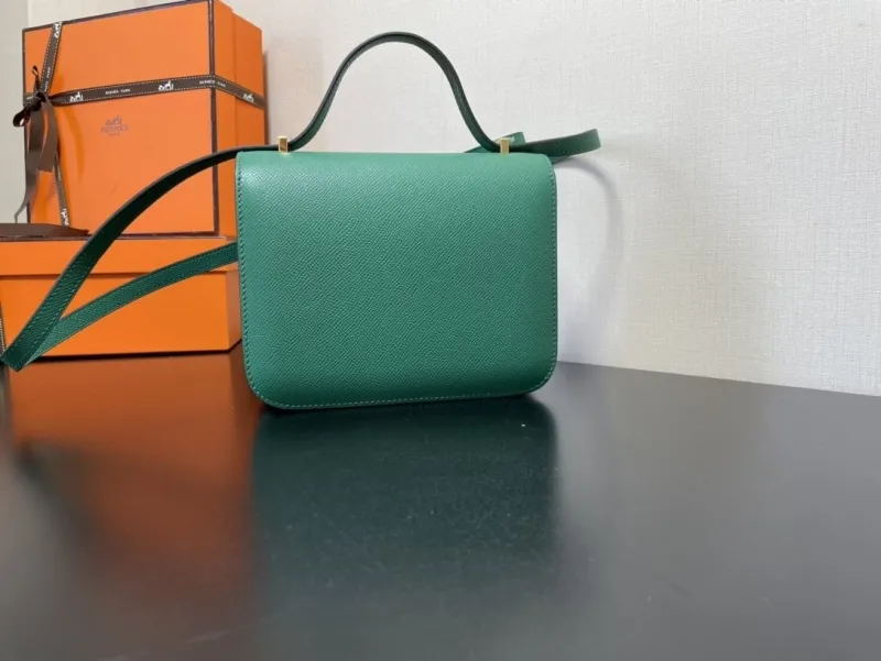 Hermes Green Leather Satchel Bag 351 - Image 7