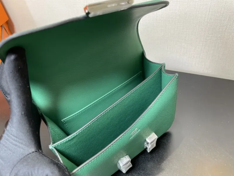 Hermes Green Leather Satchel Bag 352 - Image 3