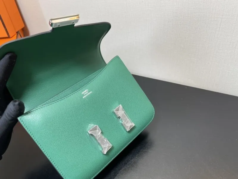 Hermes Green Leather Satchel Bag 352 - Image 4