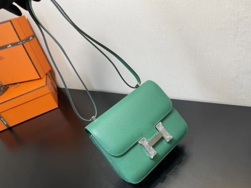 Hermes Green Leather Satchel Bag 352 - Image 6