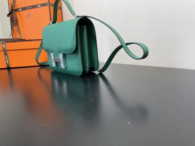 Hermes Green Leather Satchel Bag 352 - Image 8