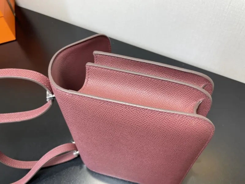 Alternative view of Hermes Burgundy Leather Satchel Crossbody Bag 353