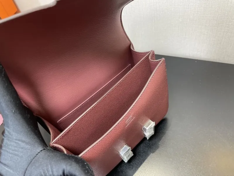Hermes Burgundy Leather Satchel Crossbody Bag 353 - Image 3