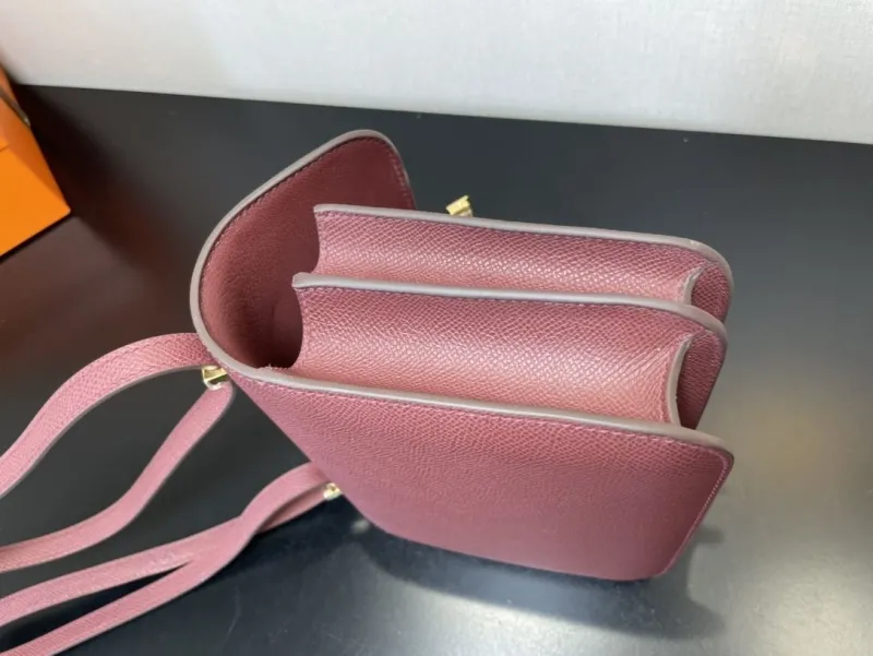 Alternative view of Hermes Burgundy Leather Satchel Bag 354