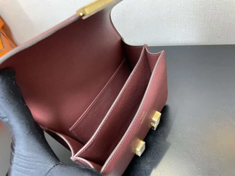 Hermes Burgundy Leather Satchel Bag 354 - Image 3