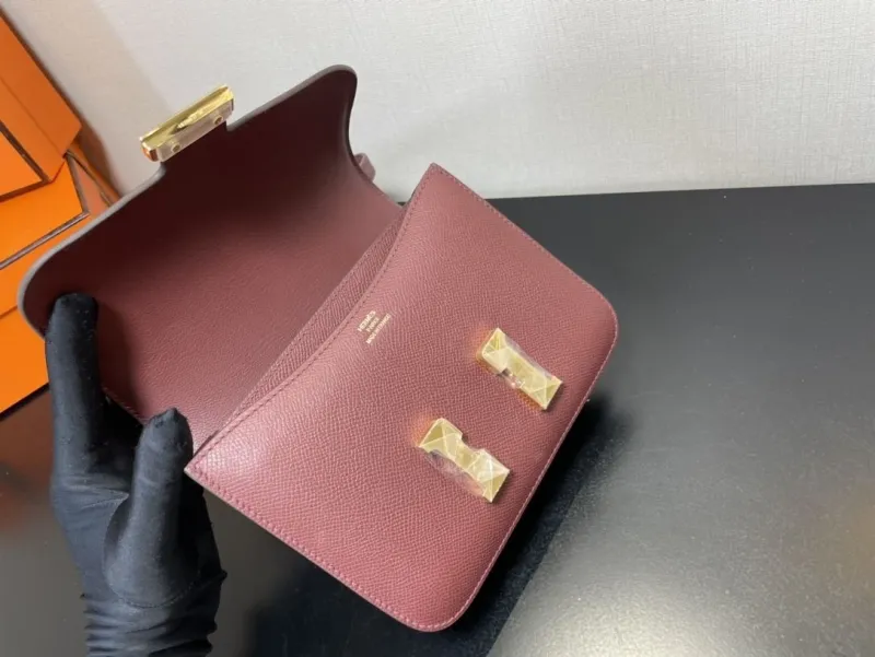 Hermes Burgundy Leather Satchel Bag 354 - Image 4