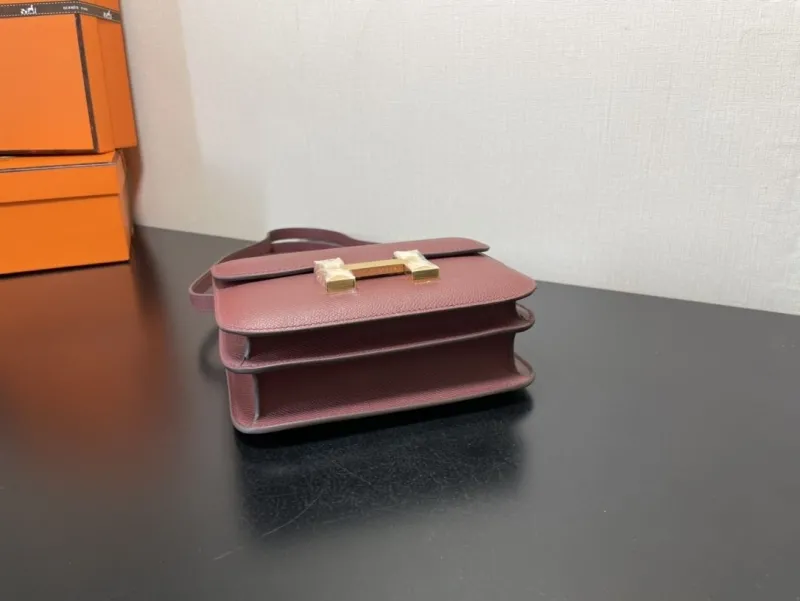 Hermes Burgundy Leather Satchel Bag 354 - Image 5