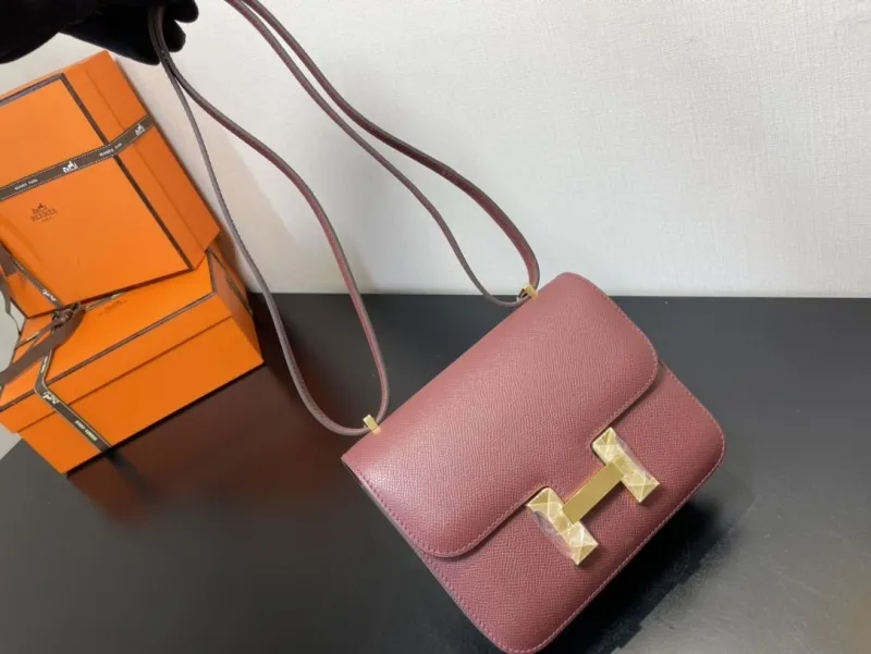 Hermes Burgundy Leather Satchel Bag 354 - Image 6