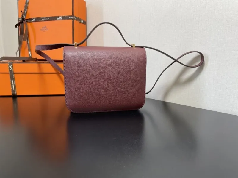 Hermes Burgundy Leather Satchel Bag 354 - Image 7
