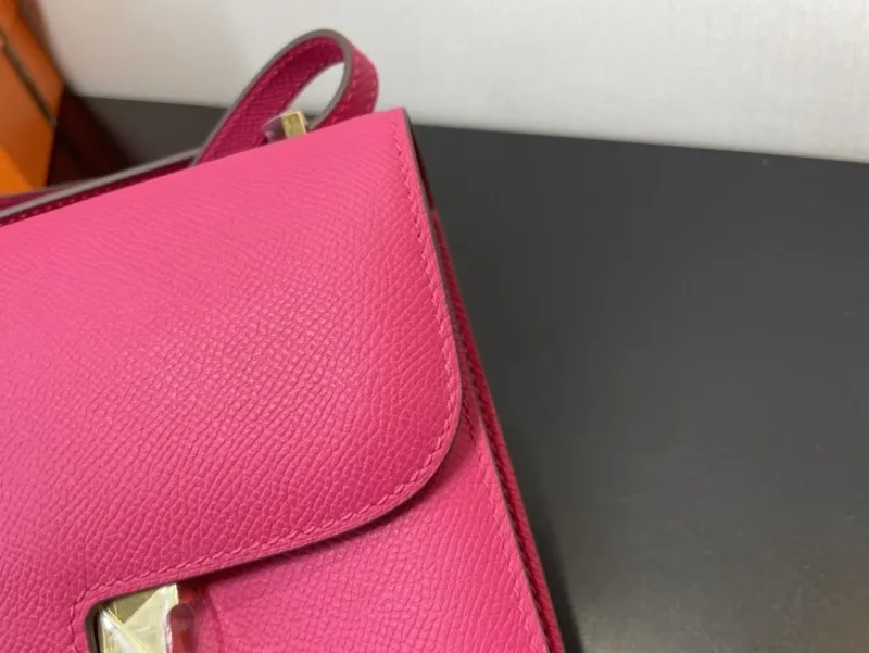 Hermes Fuchsia Pink Leather Crossbody Satchel Bag - Image 4