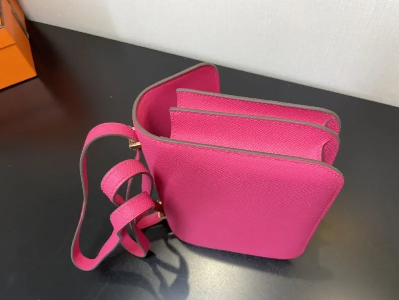 Hermes Fuchsia Pink Leather Crossbody Satchel Bag - Image 5