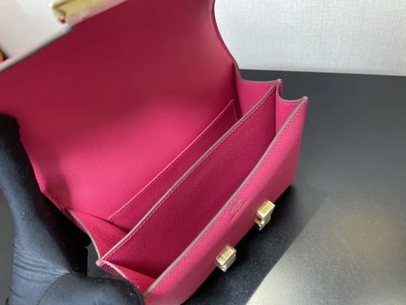 Hermes Fuchsia Pink Leather Crossbody Satchel Bag - Image 6