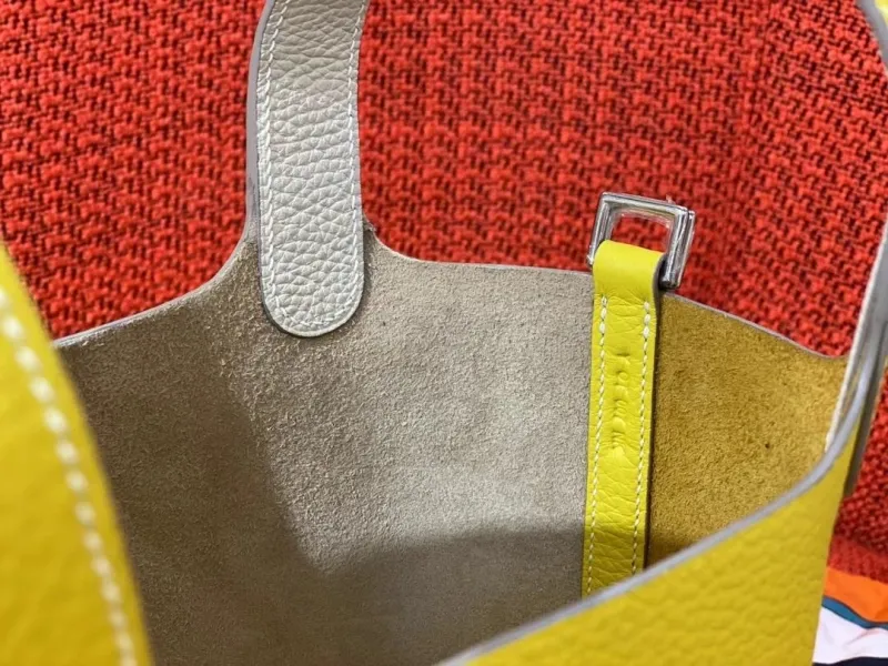 Hermes Two Tone Yellow Cream Bucket Bag - Image 8