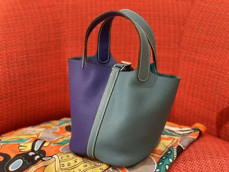 Hermes Teal Purple Bucket Bag Size 21 - Image 3