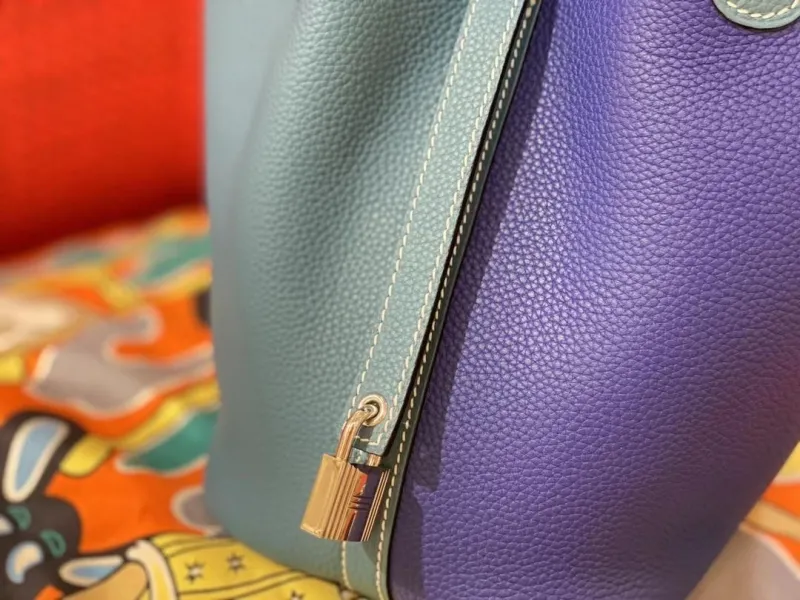 Hermes Teal Purple Bucket Bag Size 21 - Image 4