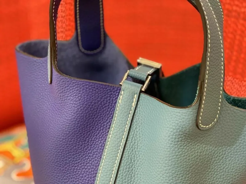 Hermes Teal Purple Bucket Bag Size 21 - Image 6