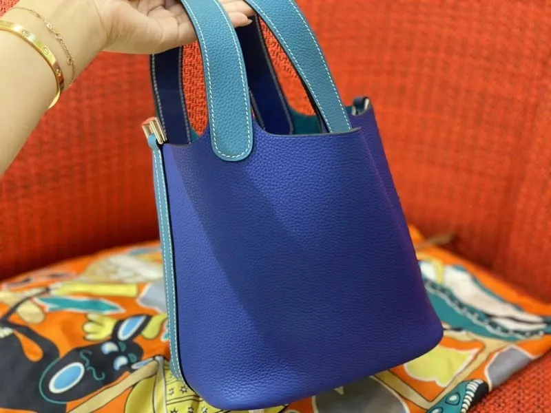 Hermes Teal Purple Bucket Bag Size 21 - Image 8