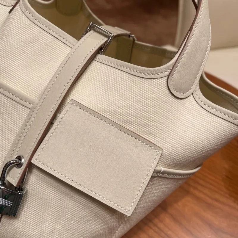 Alternative view of Hermes Off-White Canvas Bucket Tote Bag