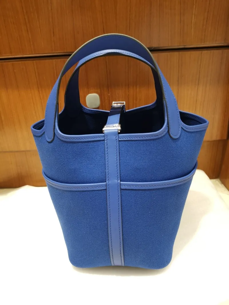 Alternative view of Hermes Blue Canvas Bucket Tote Bag