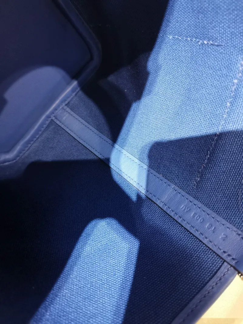 Hermes Blue Canvas Bucket Tote Bag - Image 9