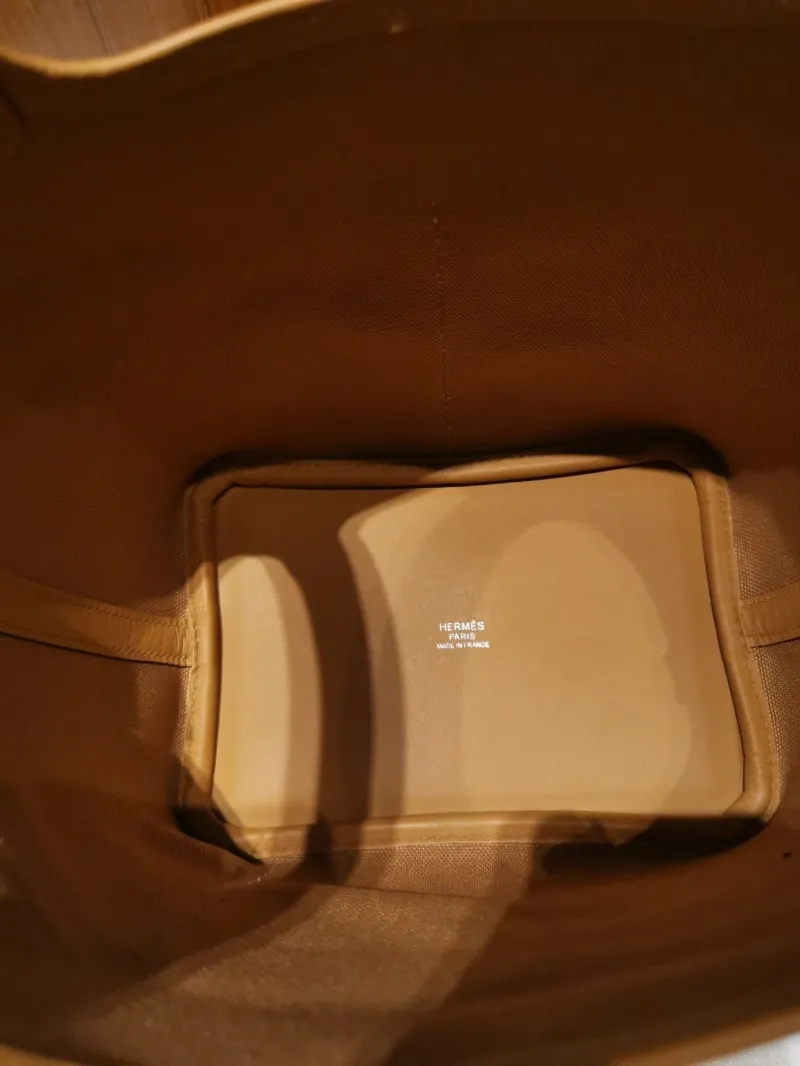 Hermes Tan Canvas Bucket Shopping Bag - Image 8