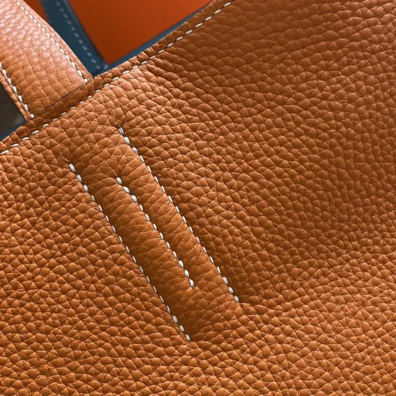 Hermes Orange Leather Tote Bag - Image 3