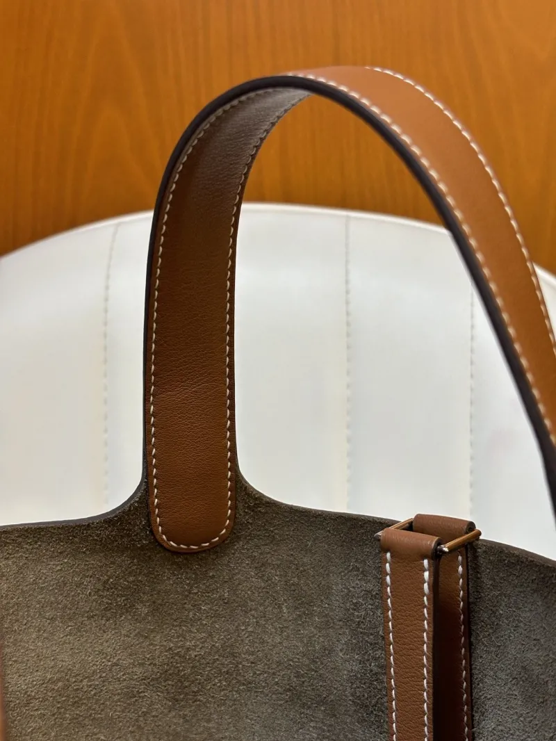 Hermes Brown Leather Bucket Tote Handbag 44 - Image 5